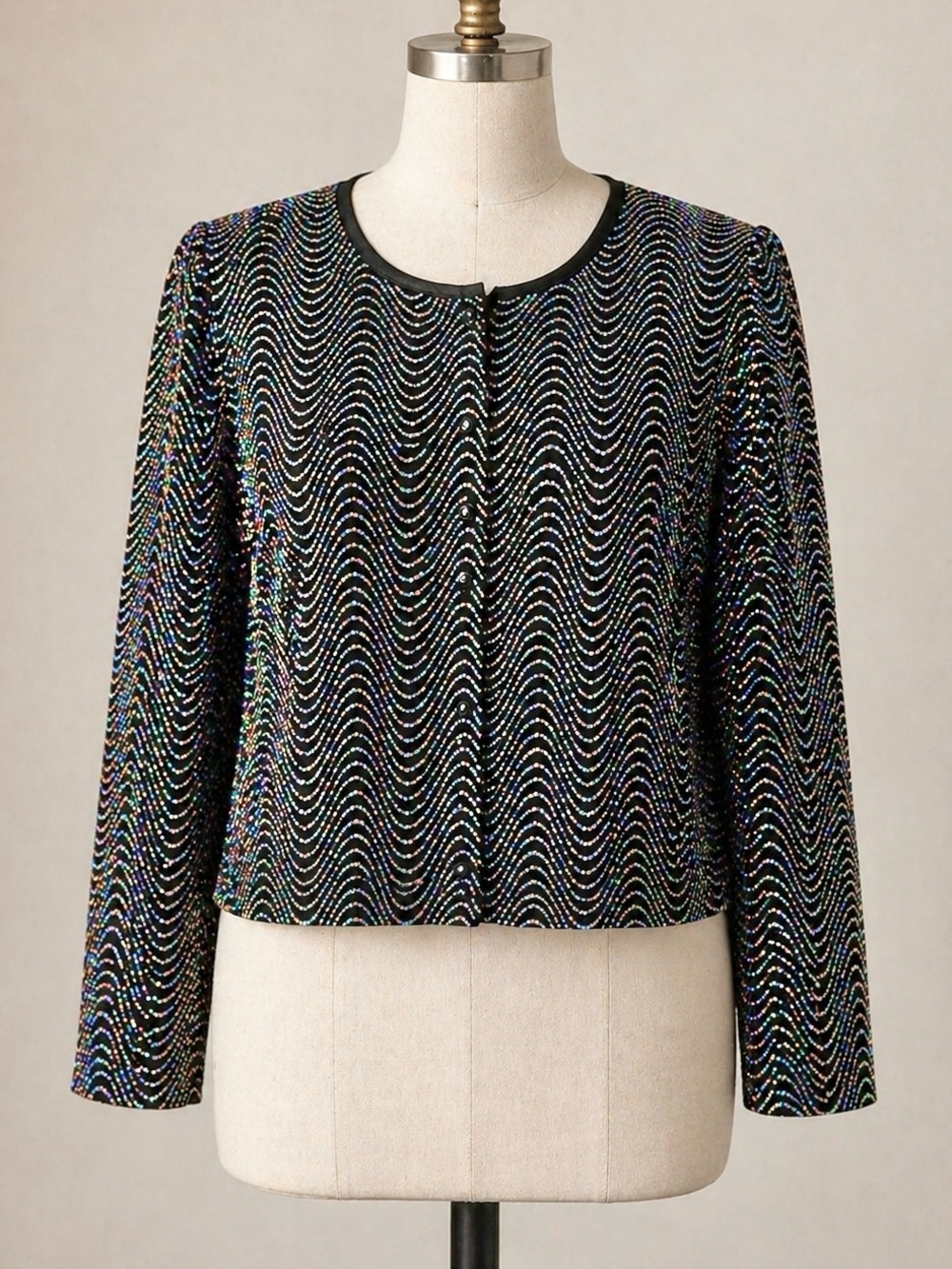 Y2K Black Evening Jacket 16W Glitter Cocktail Blazer Whimsigoth Wedding Formal
